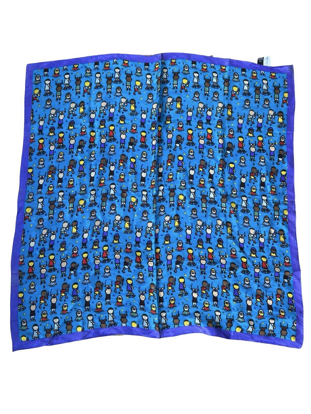 Geneva Silk Scarf Pastor Meritxell Connaught Children Roller Skating Blue 35x35